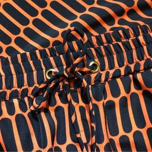 Michael Kors Geometric Orange & Black Wide Leg Pants